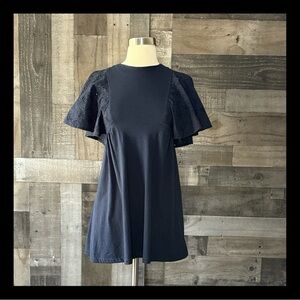 Free Assembly navy eyelet lace dress girls large dark feminine resortwear party